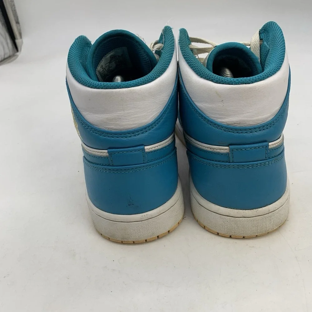 Nike Air Jordan 1 Mid Aquatone Shoes Mens 9 Celestial Gold White Sneakers
